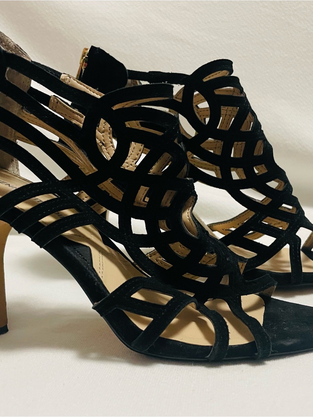 Adrienne Vittadini Black Cutout Suede Heeled Dress Shoes